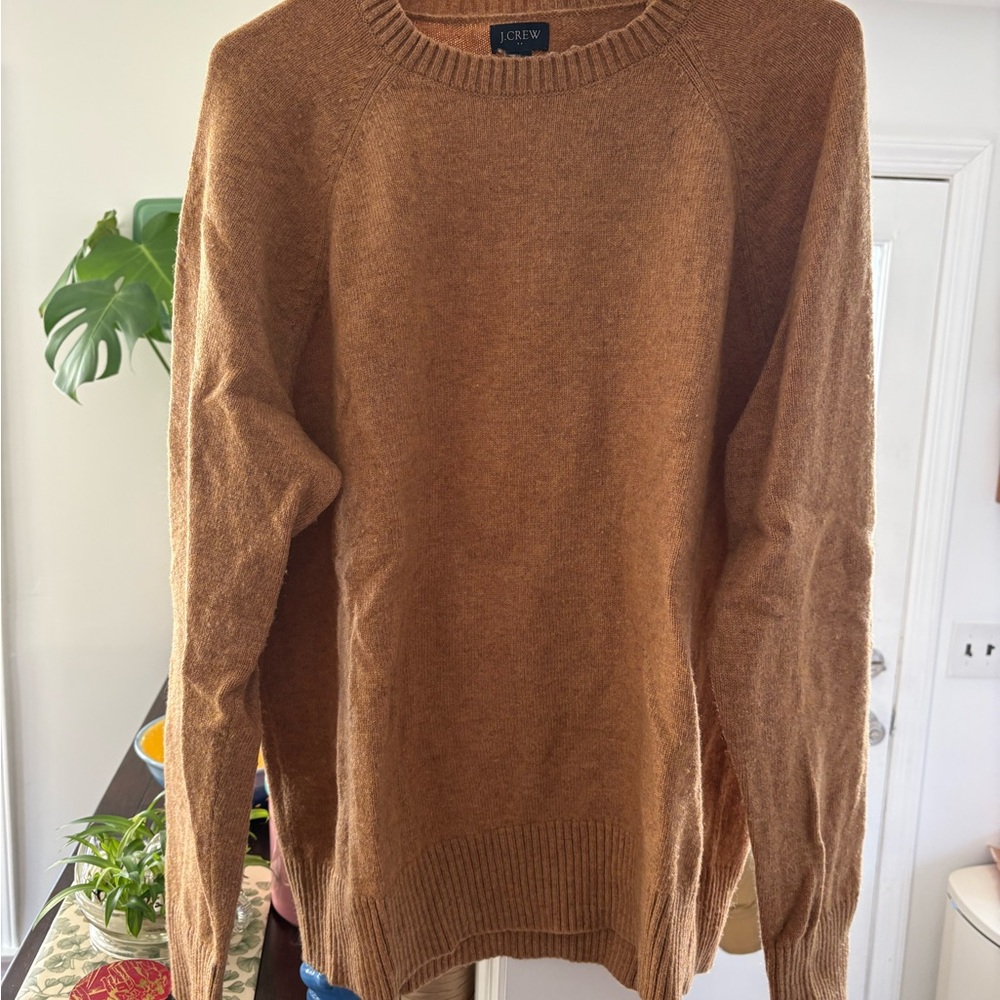 J. Crew Men's Tan Cashmere Crewneck Sweater